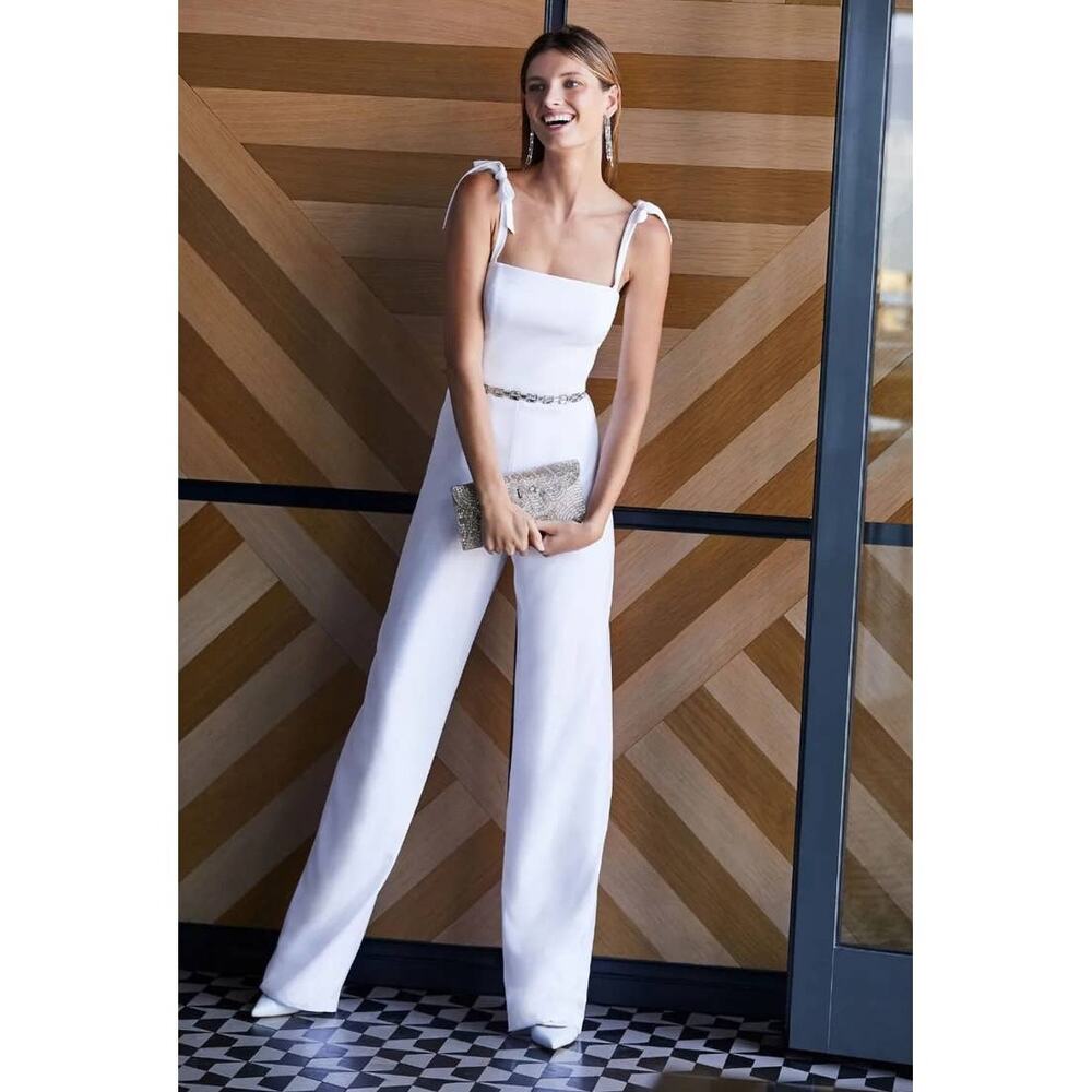 New Anthropologie BHLDN Trinity Jumpsuit by Theia $280 SIZE 0 White